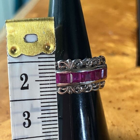 Natural Ruby Sterling Silver Ring Size 6 - Picture 8 of 10